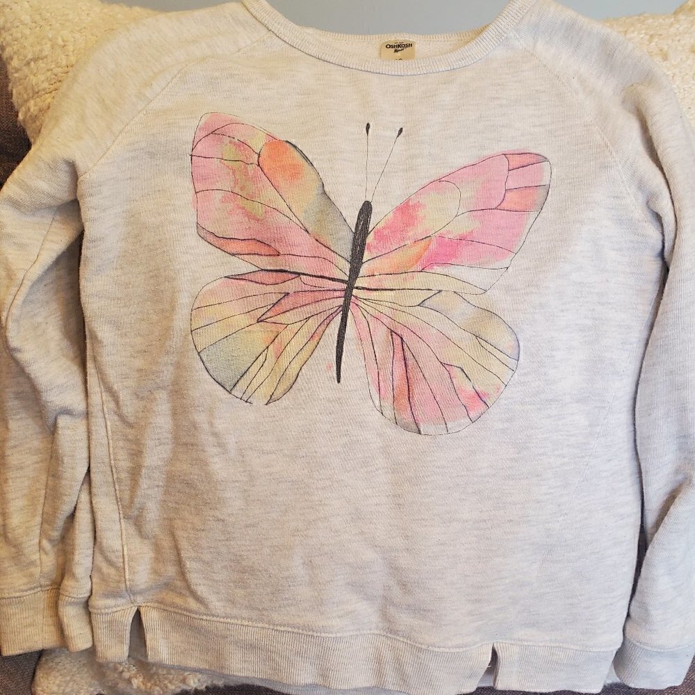 Crew-neck sweater Butterfly Long sleeve size 10 Girls Pullover